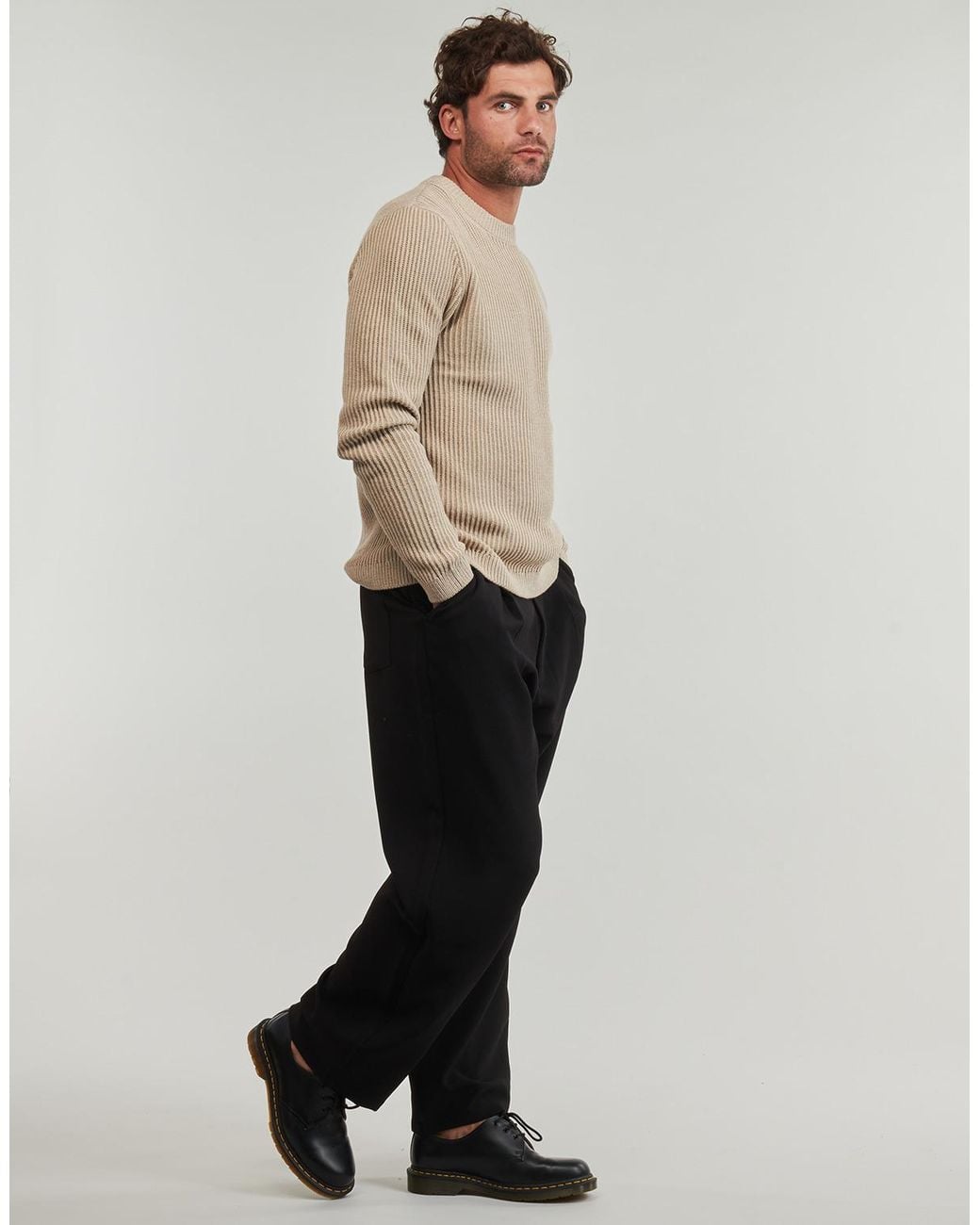 Jack & Jones Trui Jjedover Knit Crew Neck in het Natural voor heren