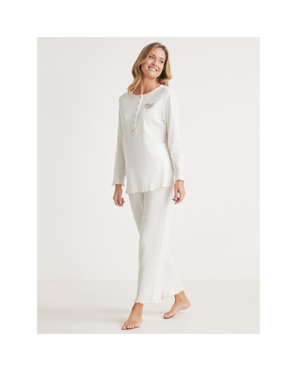 Pyjamas / Chemises de nuit by Daxon - Pyjama manches longues coton  Lingerelle en coloris Blanc | Lyst
