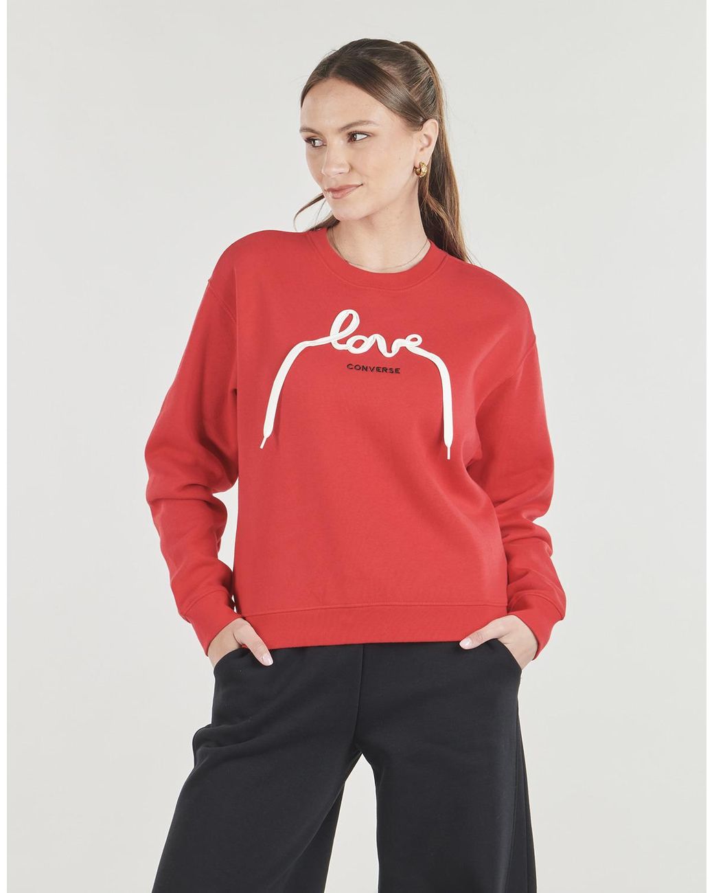 Converse Sweaters Love Laces Crew in het Red