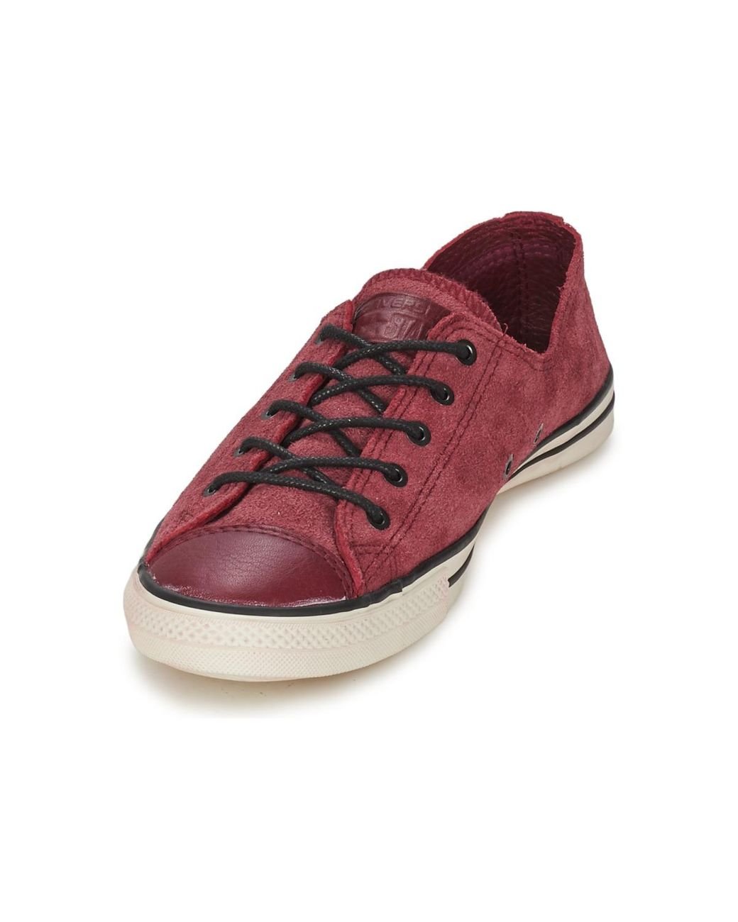 red leather converse trainers