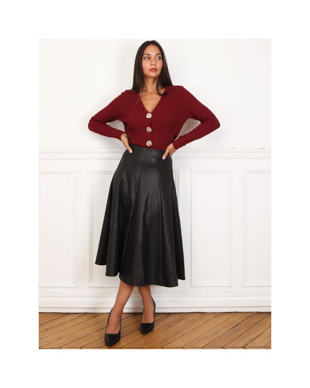 Jupes Midi Jupes Pour Femme La Modeuse en coloris Black