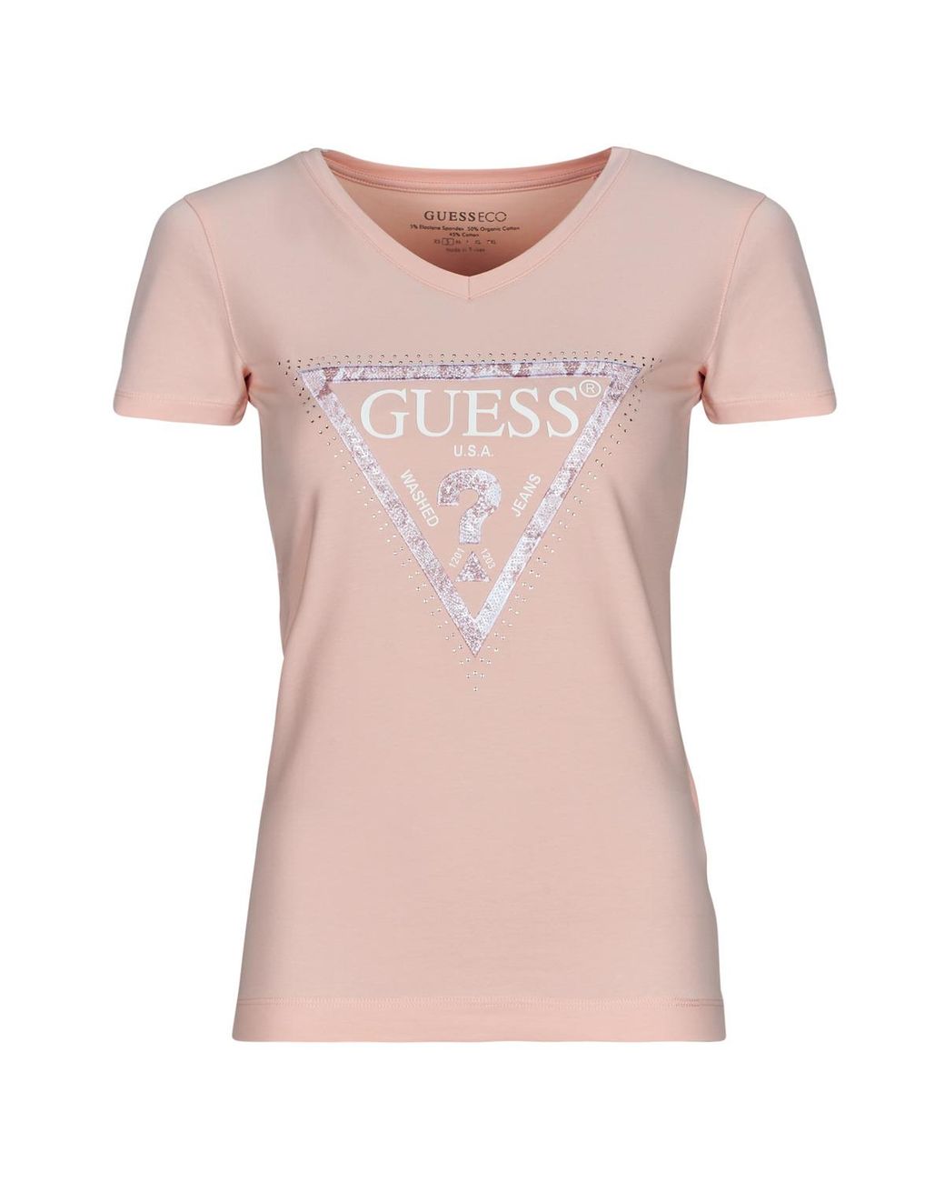 Guess Pink T-Shirt Vn Python Triangle