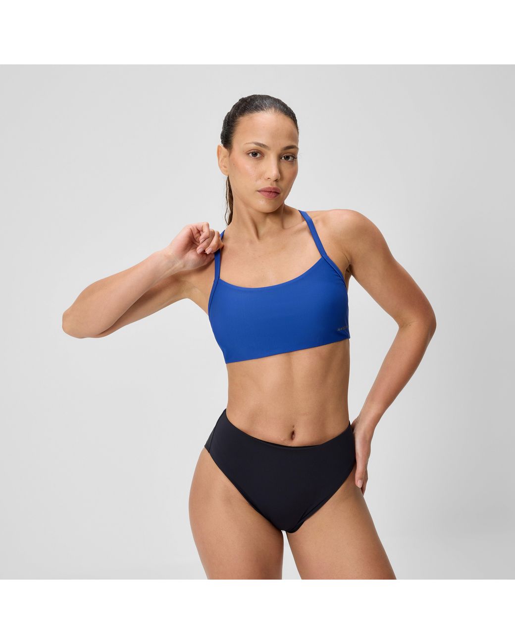 Speedo Blue Solid Racerback Bikini Top