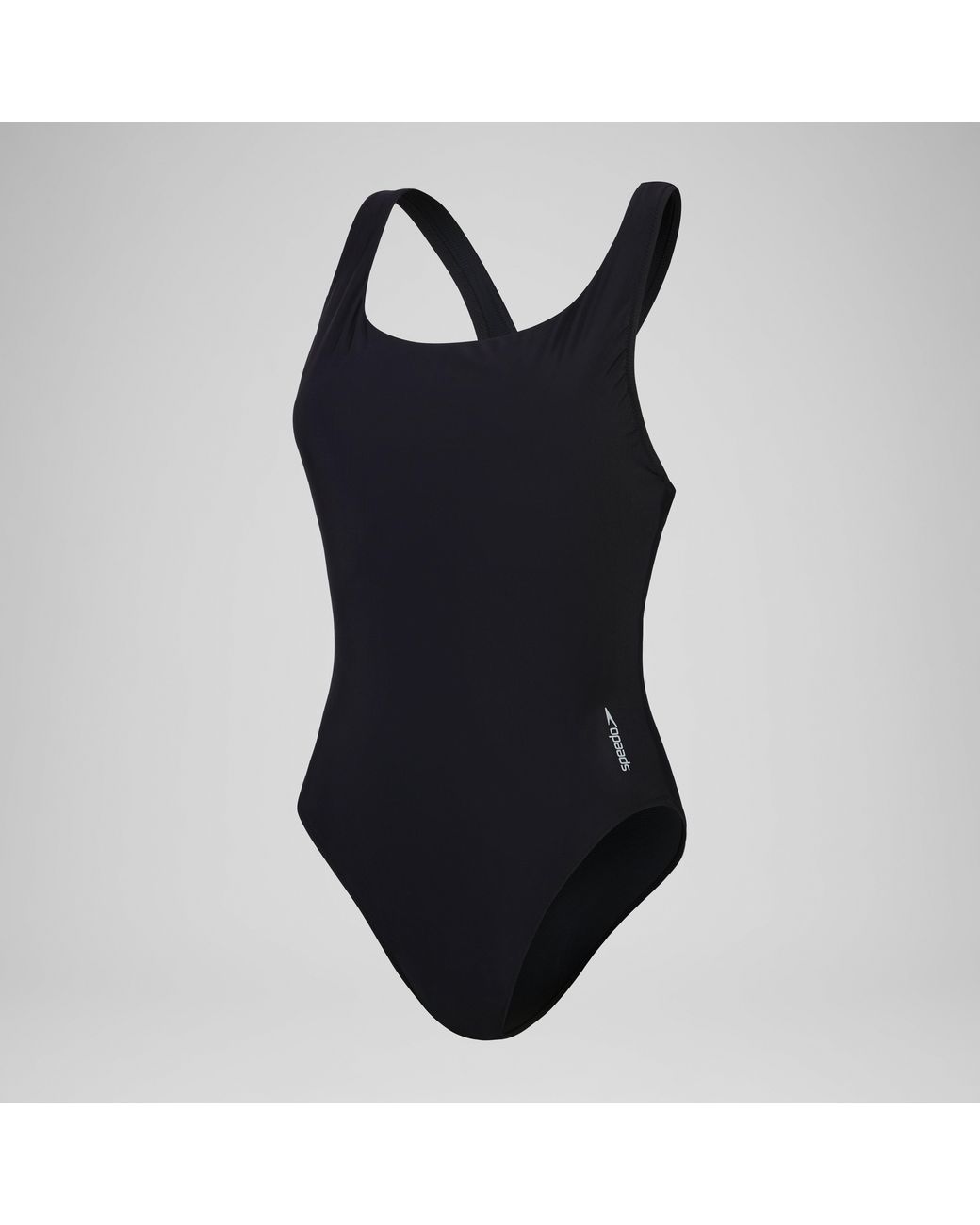 Speedo Black Solid Scoop Mesh One Piece