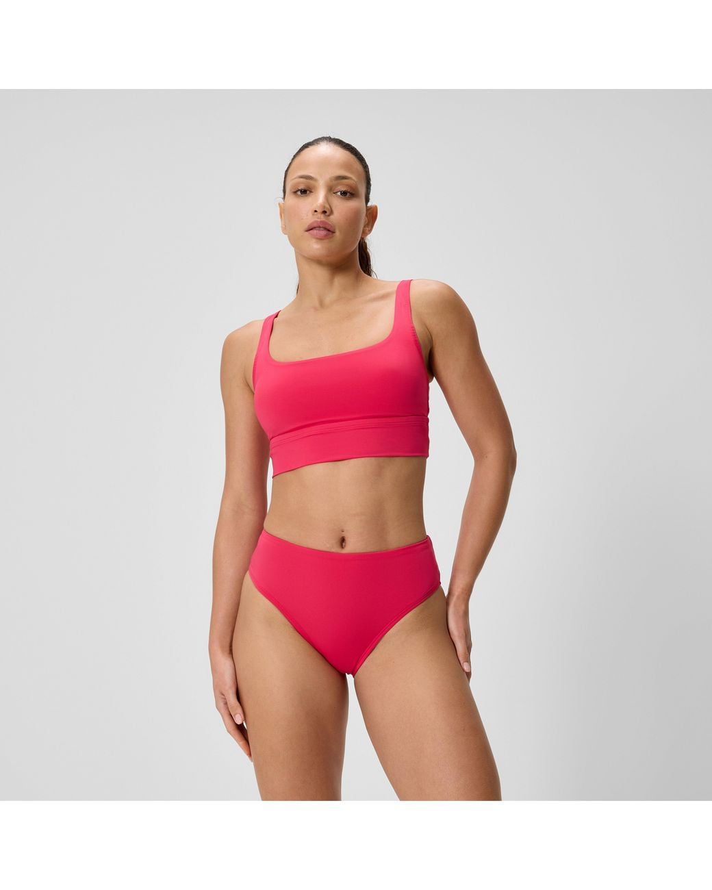 Speedo Red Cheeky High Waist Bikini Bottom