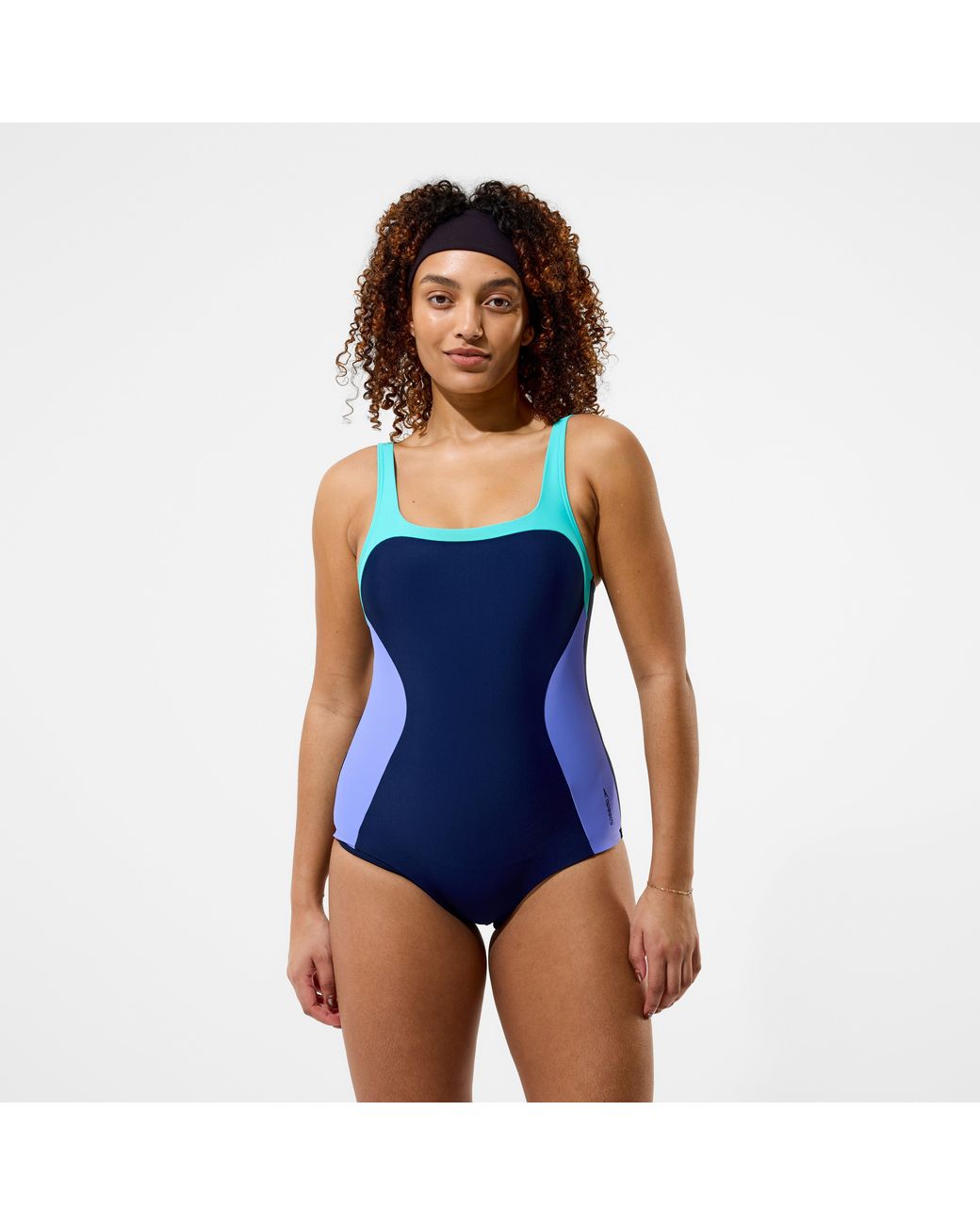 Speedo Blue Colourblock Contour Swimsuit
