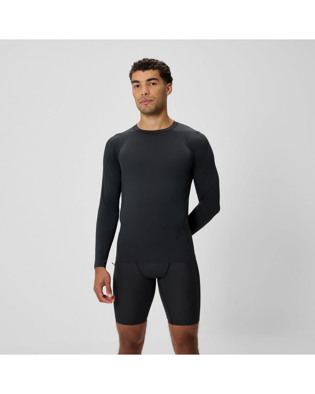 Speedo Black Boom Solid Long Sleeve Rashguard for men