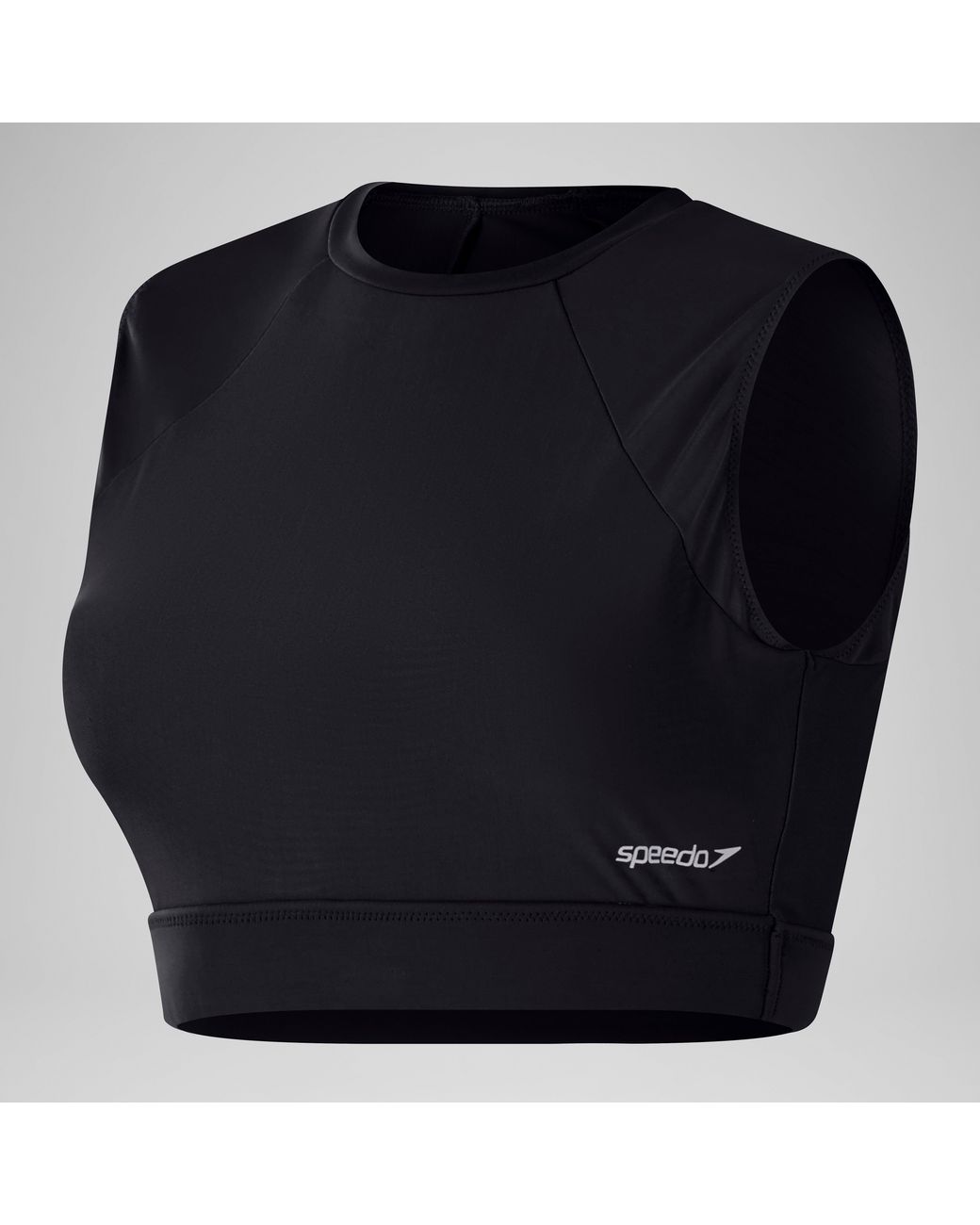 Speedo Black Mesh Solid Crop Top