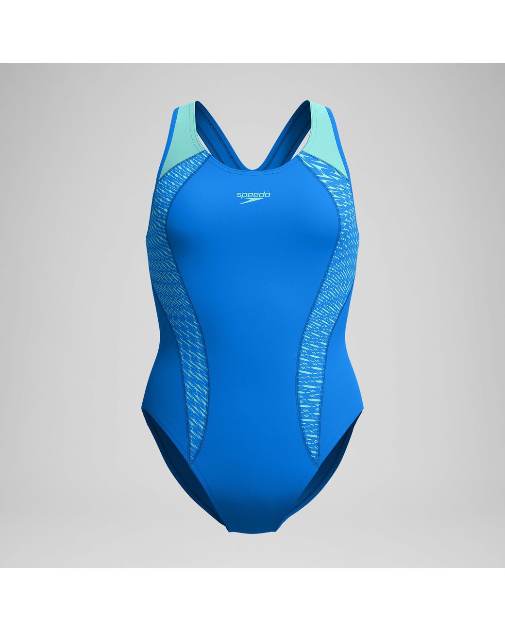 Speedo Blue Placement Laneback Swimsuit