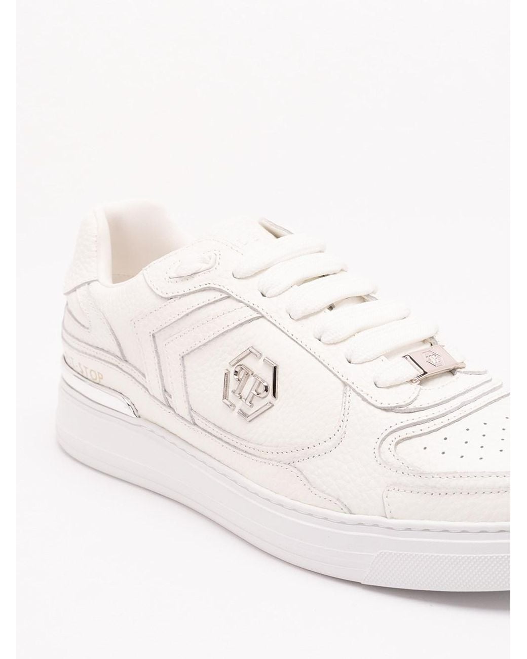 Philipp Plein White Low-Top Pit-$Top Deer Leather for men