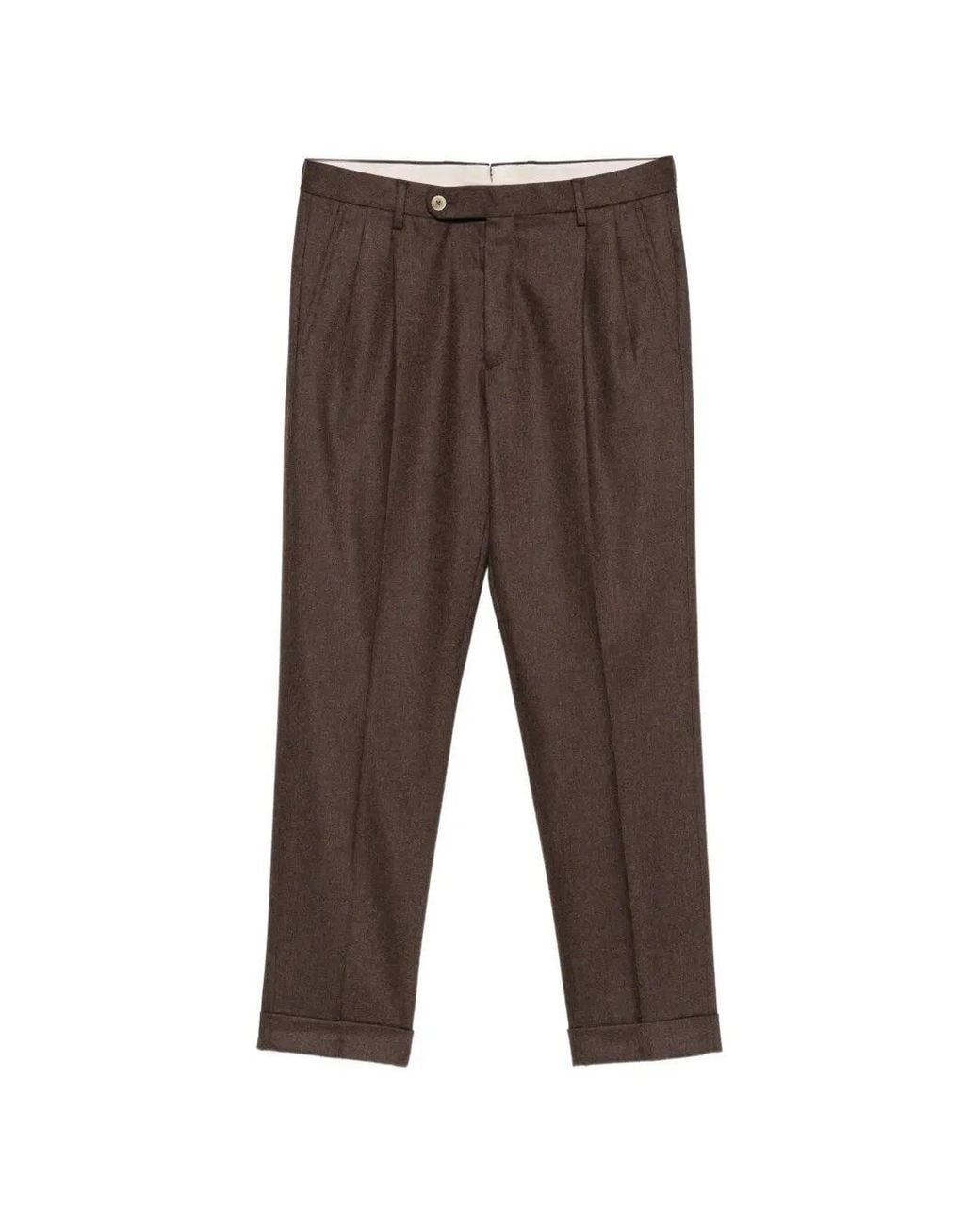 GTA Brown 'Luca' Wool Flannel Pants for men