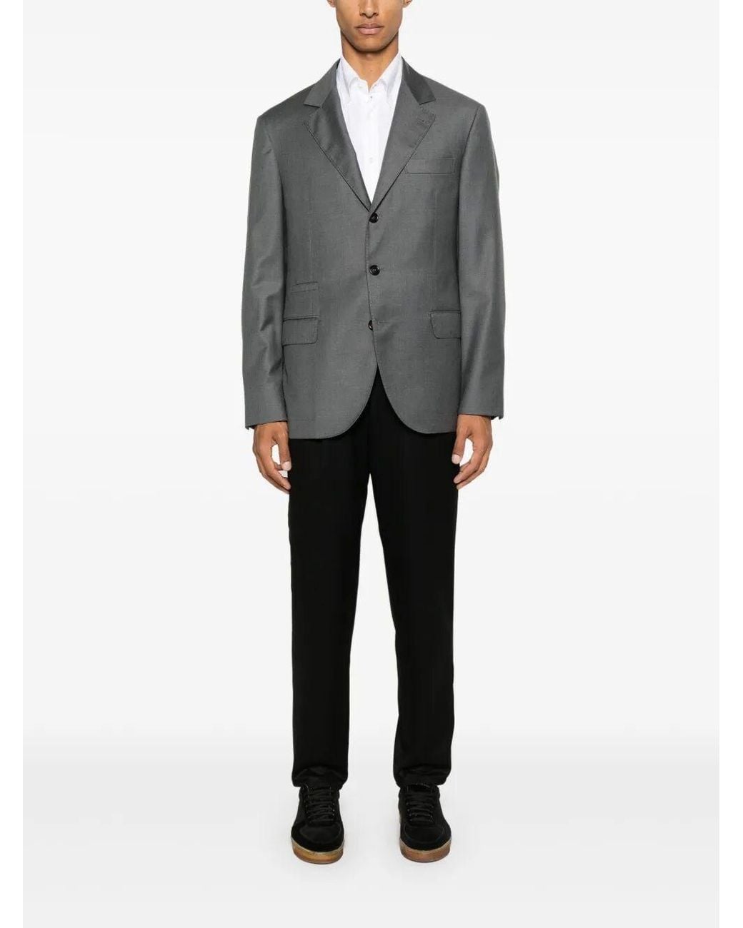 Brunello Cucinelli Black Virgin Wool Flannel Trousers for men
