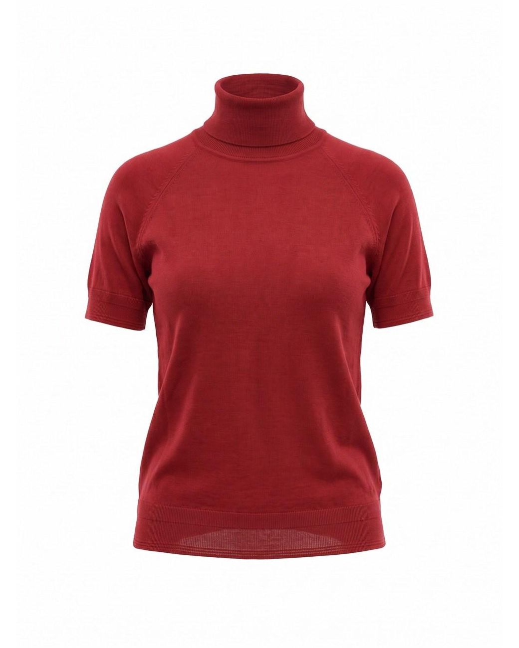 Prada Red Turtleneck Short Sleeves Knit