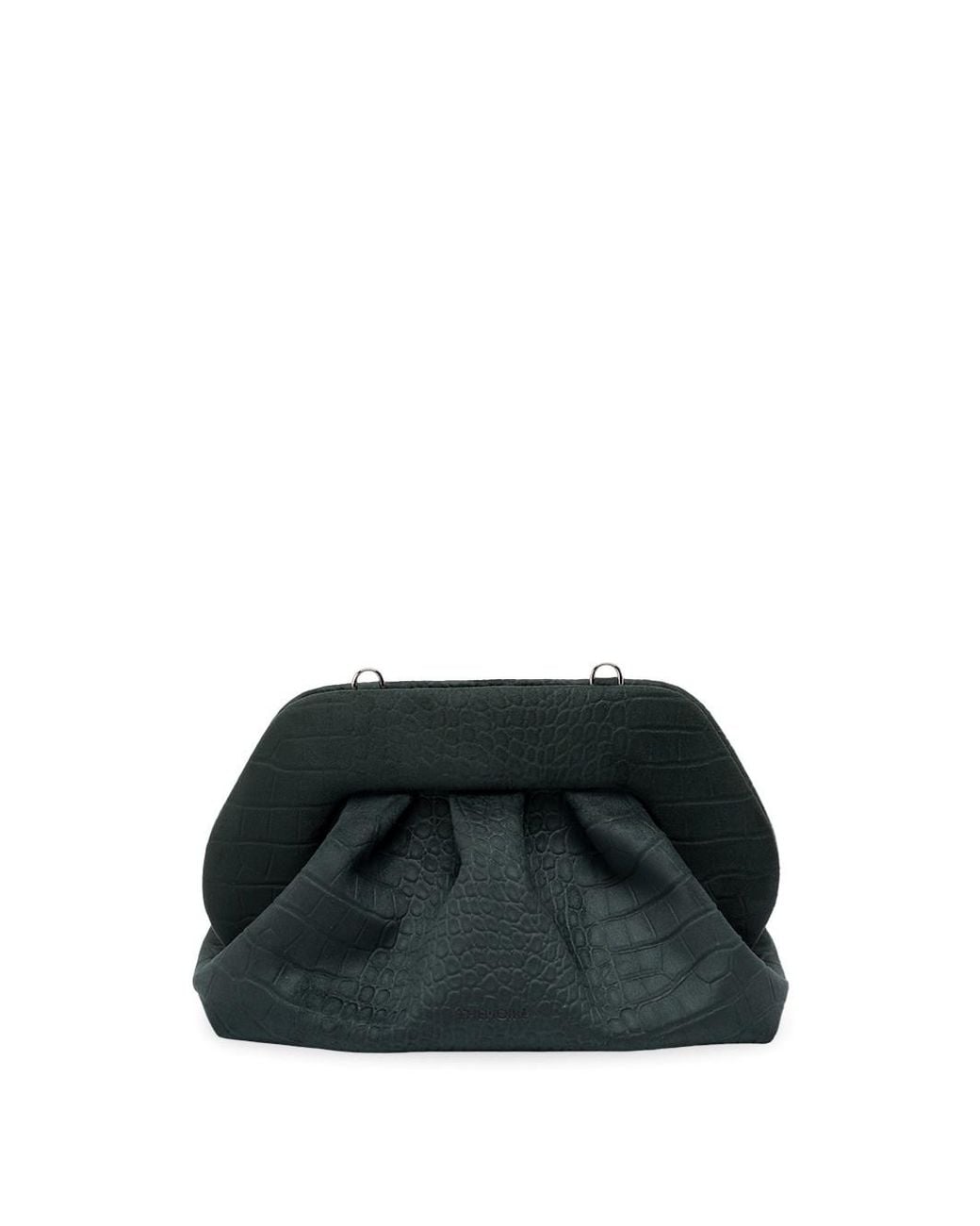 THEMOIRÈ Black Bios Medium Suede Croco Effect Clutch