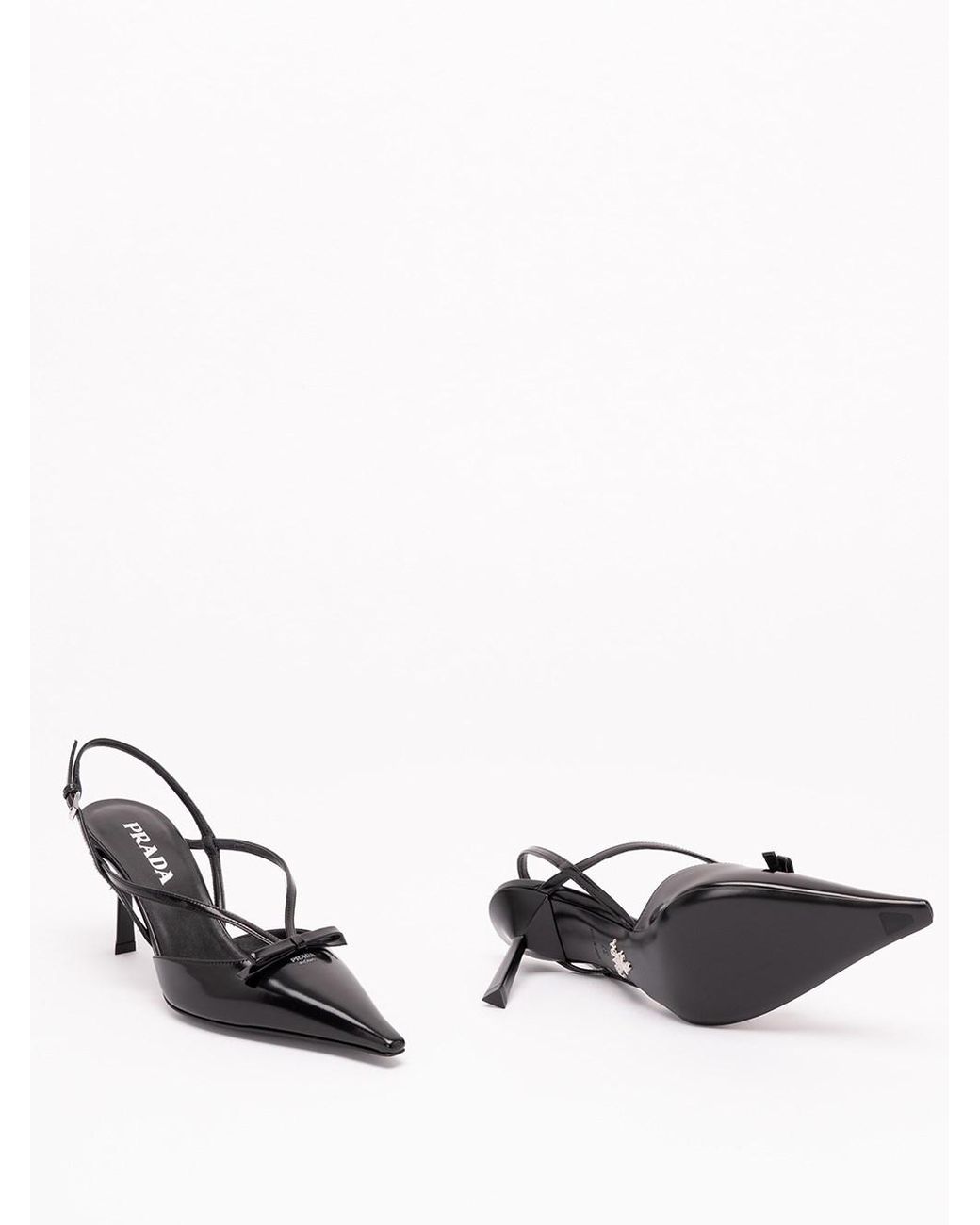 Prada White Brushed Leather Slingback Pumps
