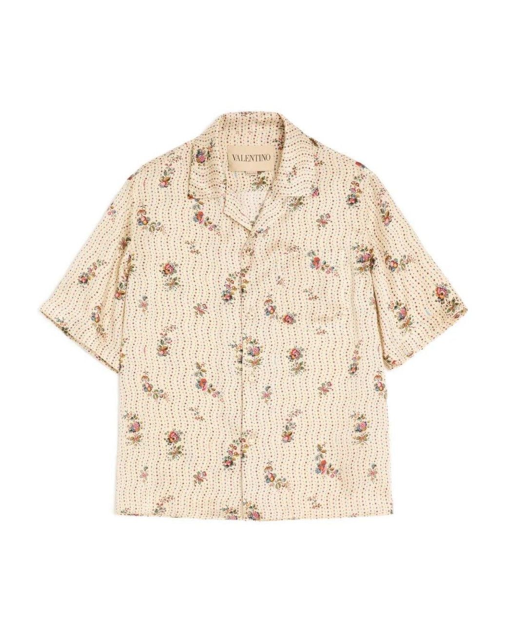 Valentino Garavani Natural 'Papier Floral' Bowling Shirt for men