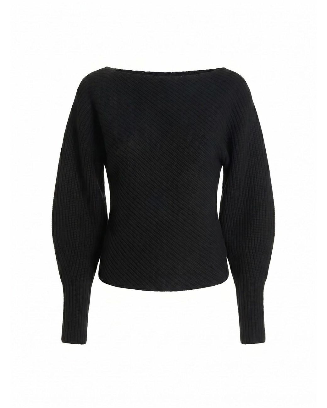 Alberta Ferretti Black Wide Boat-Neck Sweater