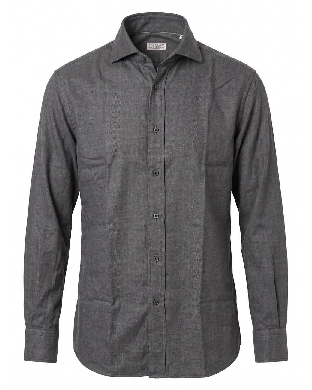 Brunello Cucinelli Gray Cotton And Lyocell Shirt for men