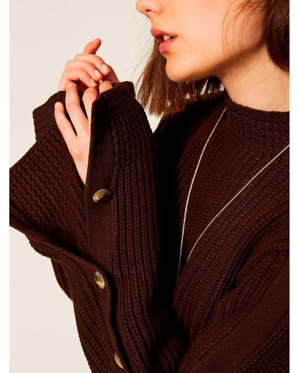 Twinset Brown Sweater With Metal Buttons