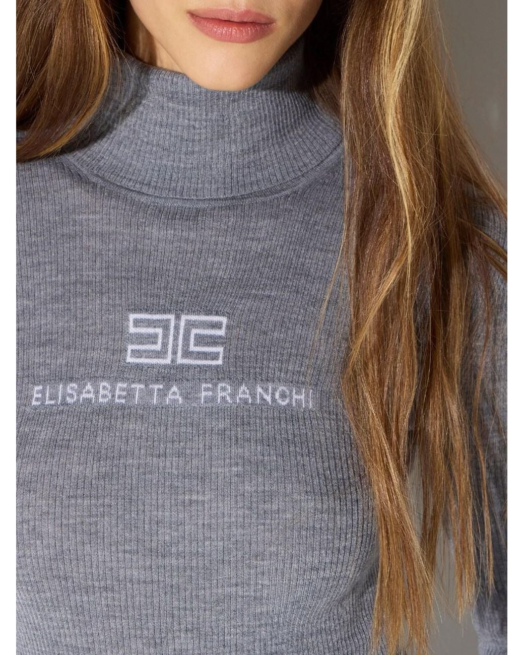 Elisabetta Franchi Blue Ribbed Knit Top