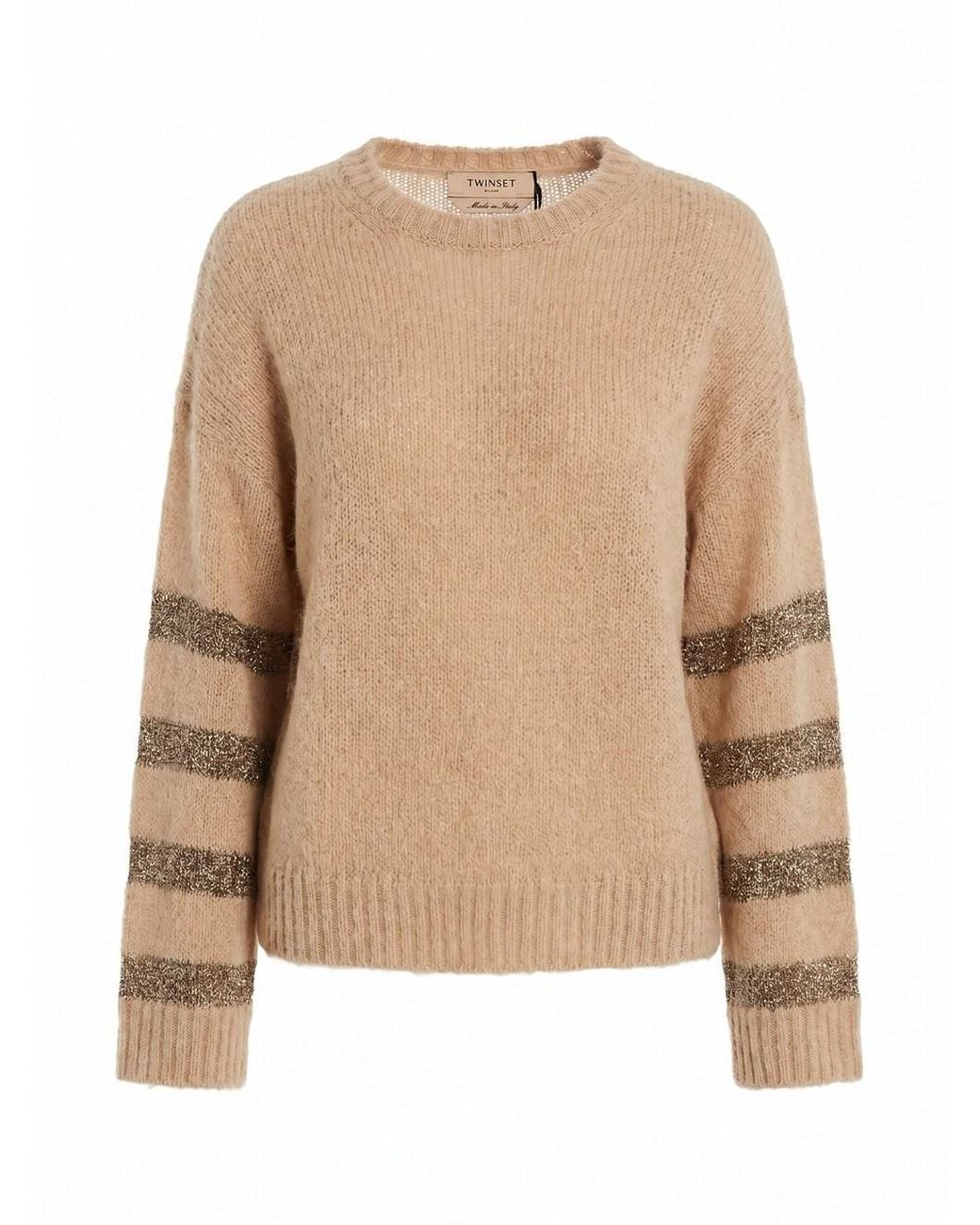 Twinset Natural Striped Alpaca Sweater
