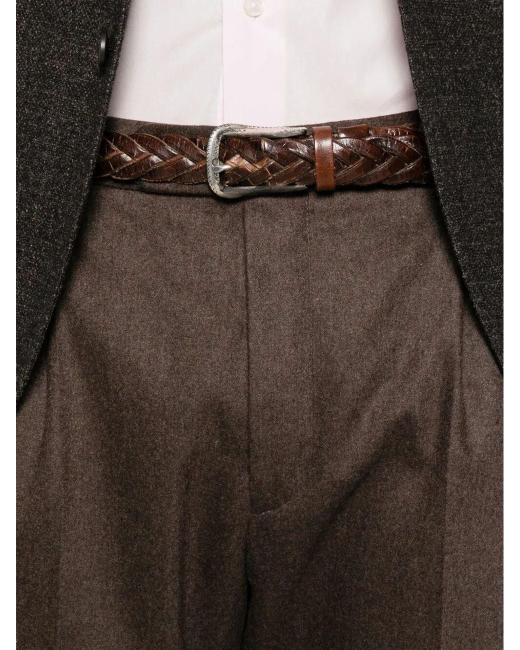 GTA Brown 'Luca' Wool Flannel Pants for men