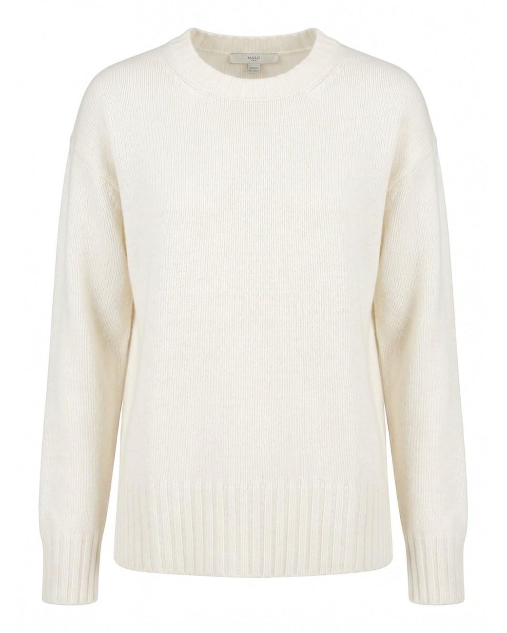 Malo White Round Neck Sweater