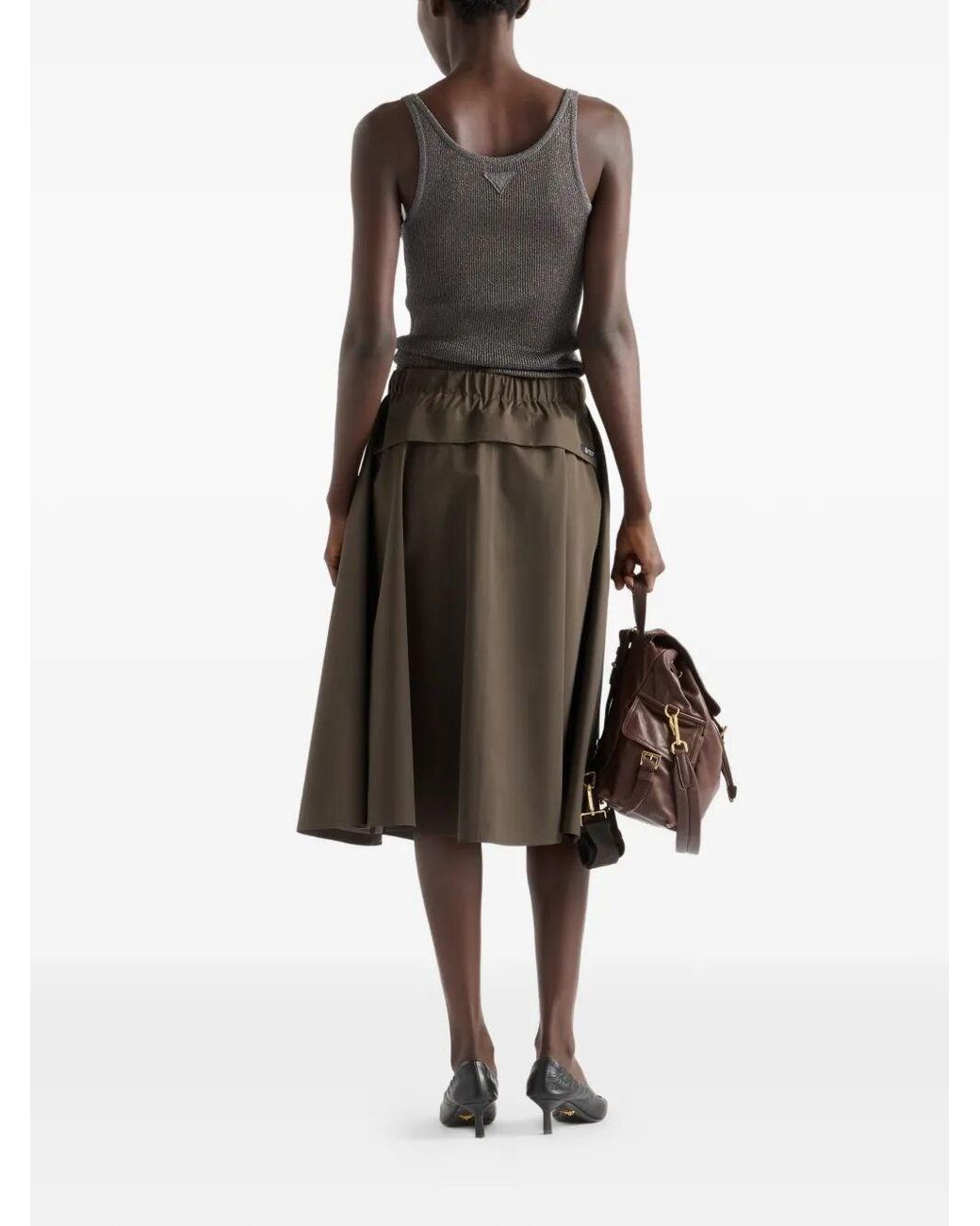 Prada Green Technical Circle Midi Skirt