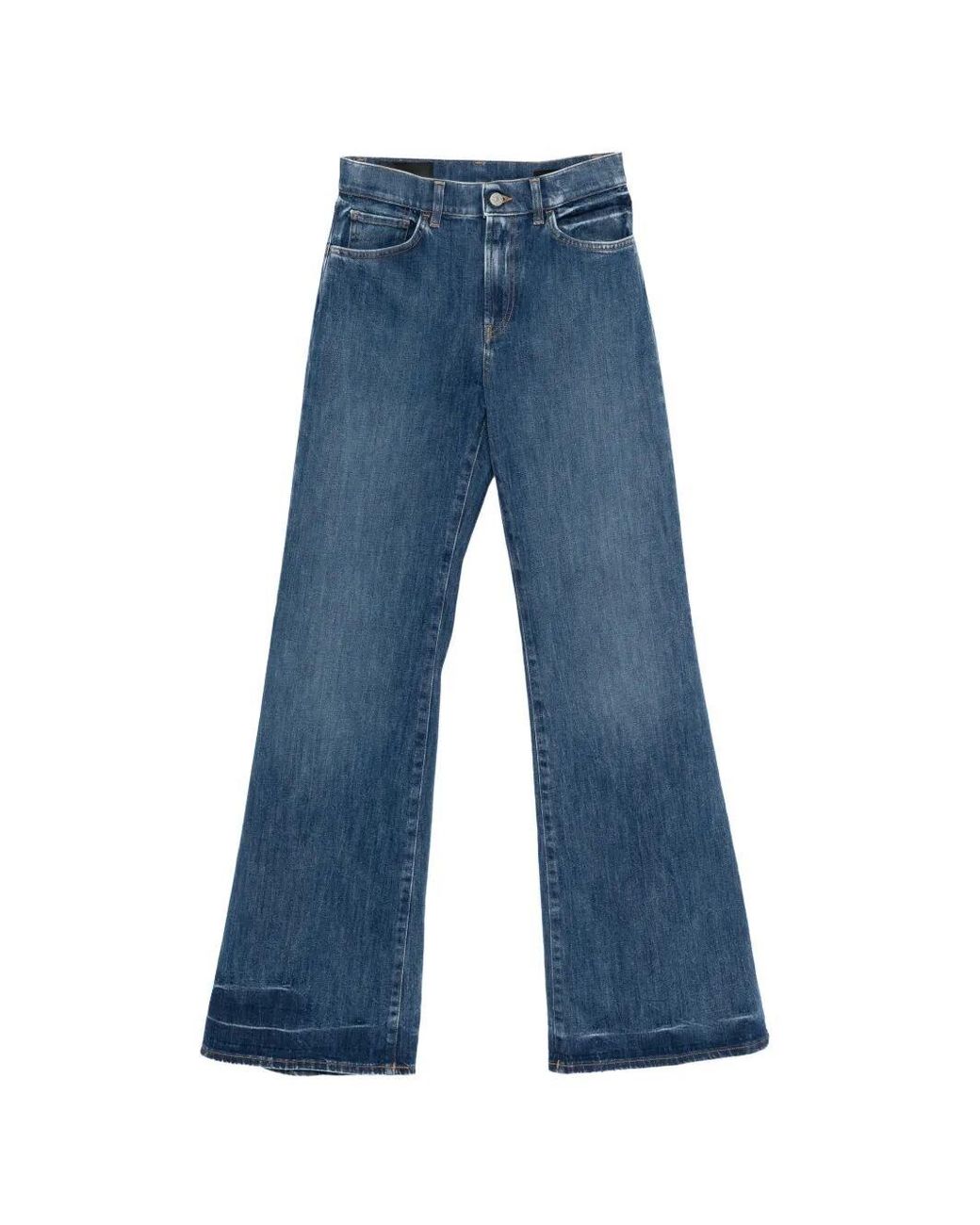 Dondup Blue 'Amber' Wide Leg 5-Pocket Jeans