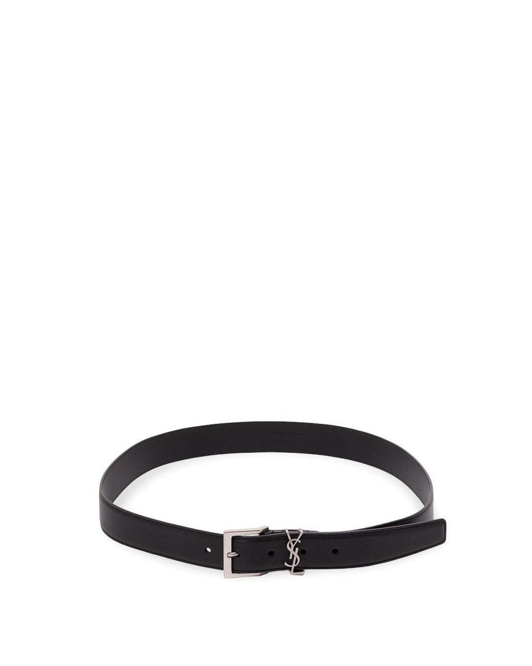 Saint Laurent Black Cassandre Vadim Belt for men