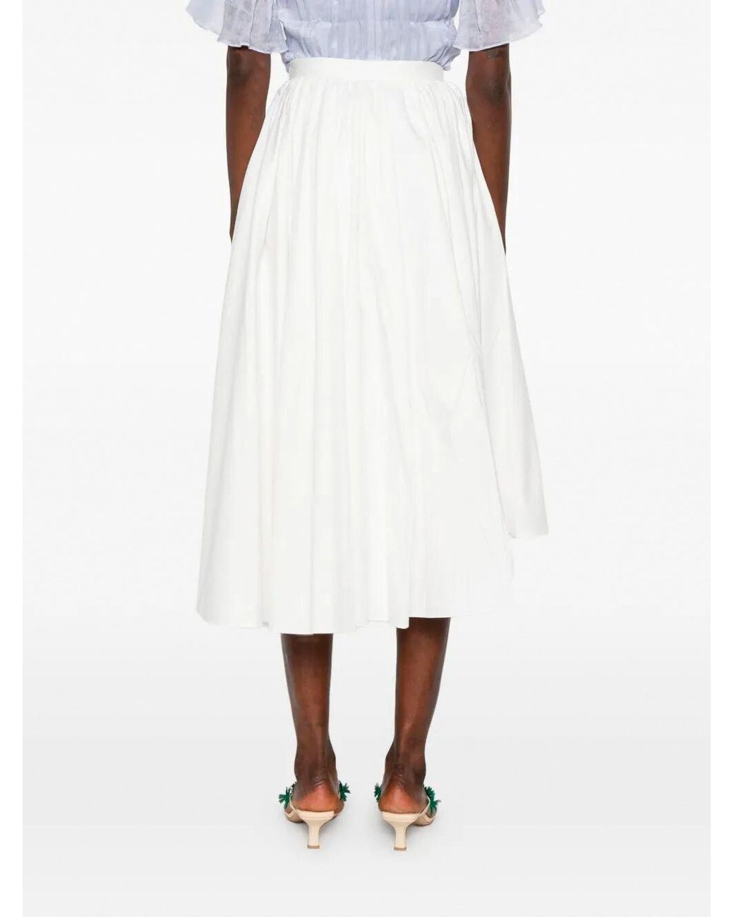 Self-Portrait White Pleated Asymmetrical Skirt