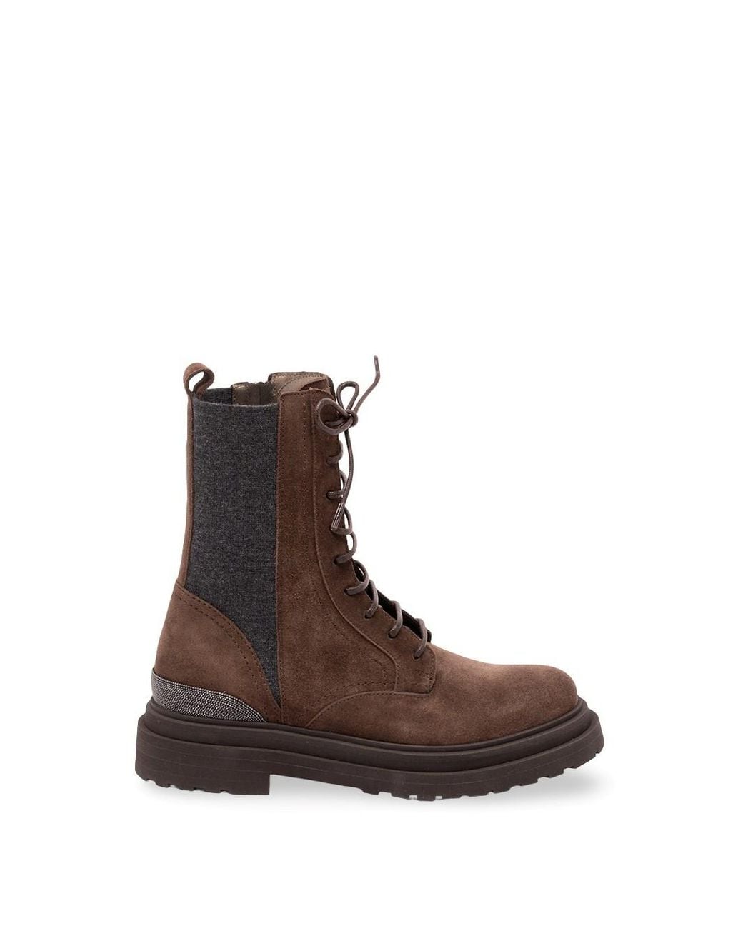 Brunello Cucinelli Brown Suede And Knit Boots