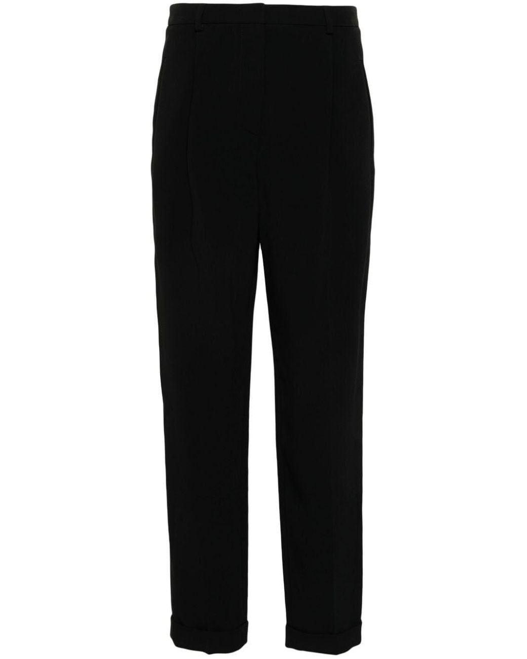 Giorgio Armani Black High-Waist Tailored Pants With Straight-Leg Silhouette