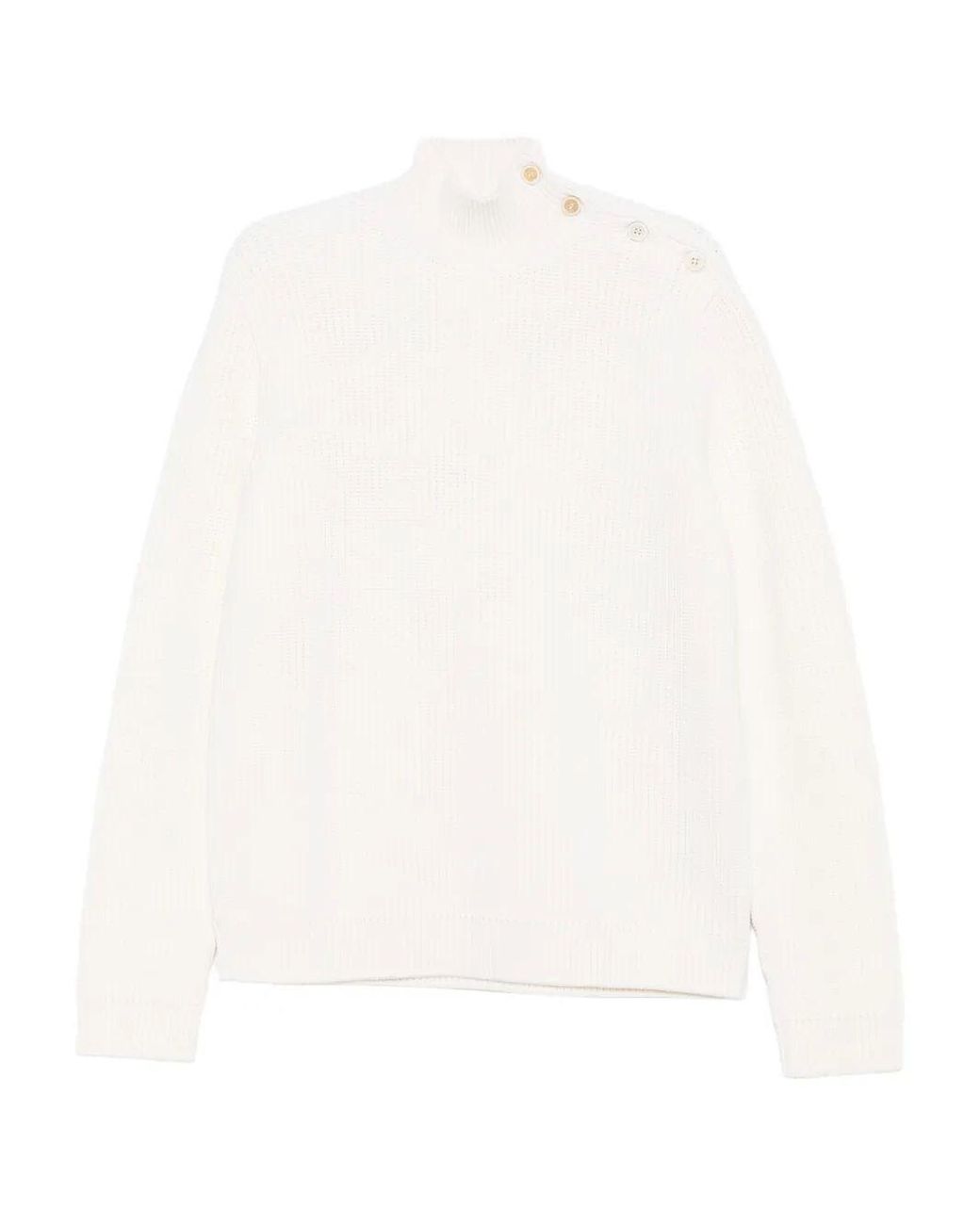 Prada White Buttoned High-Neck Sweater for men