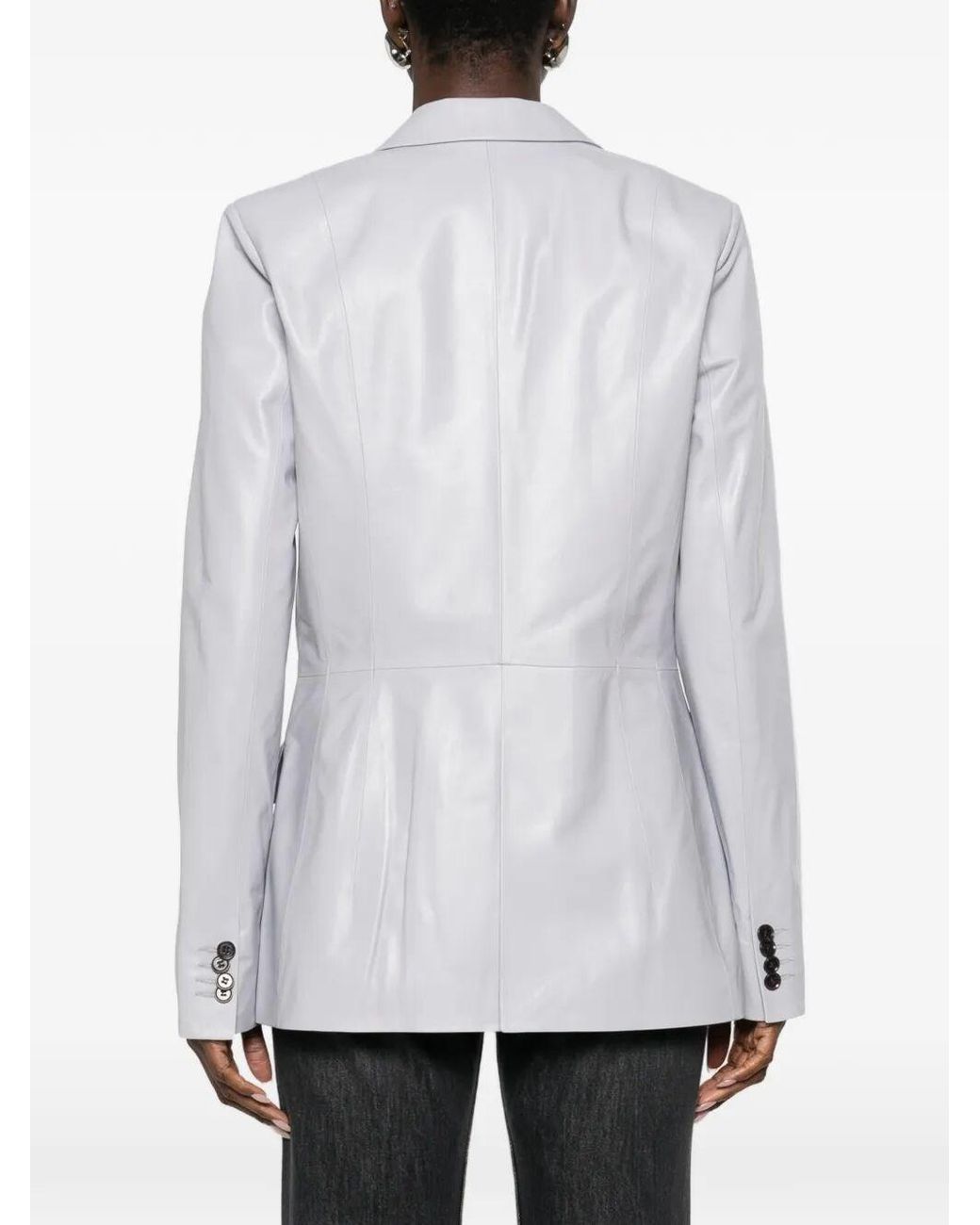 Desa Nineteenseventytwo Gray Leather Classic Blazer