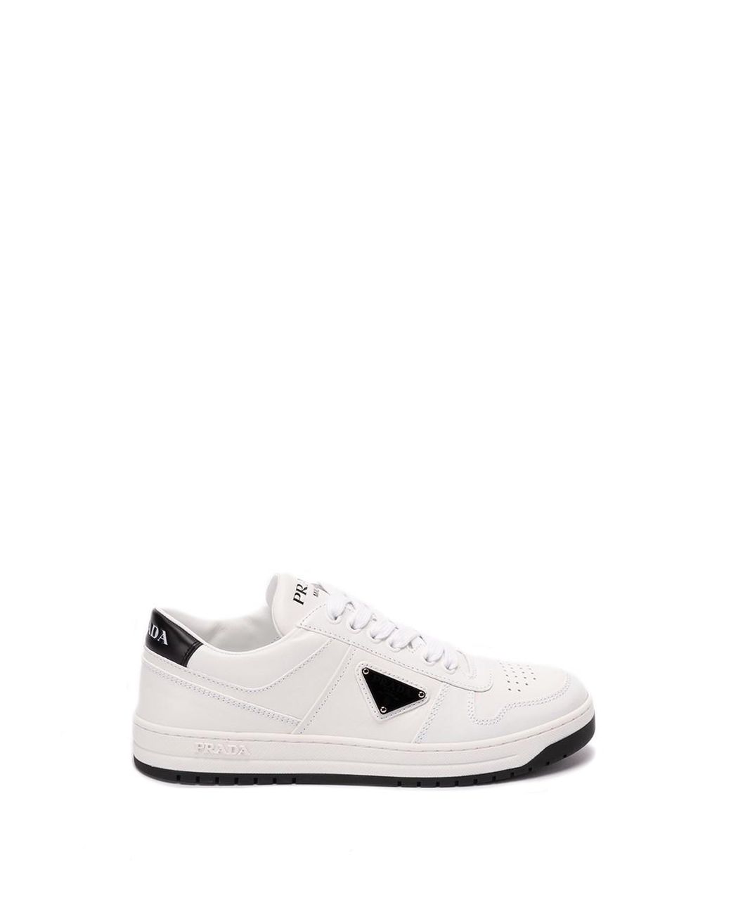 Prada downtown Perforated Leather Sneakers in White Lyst UK