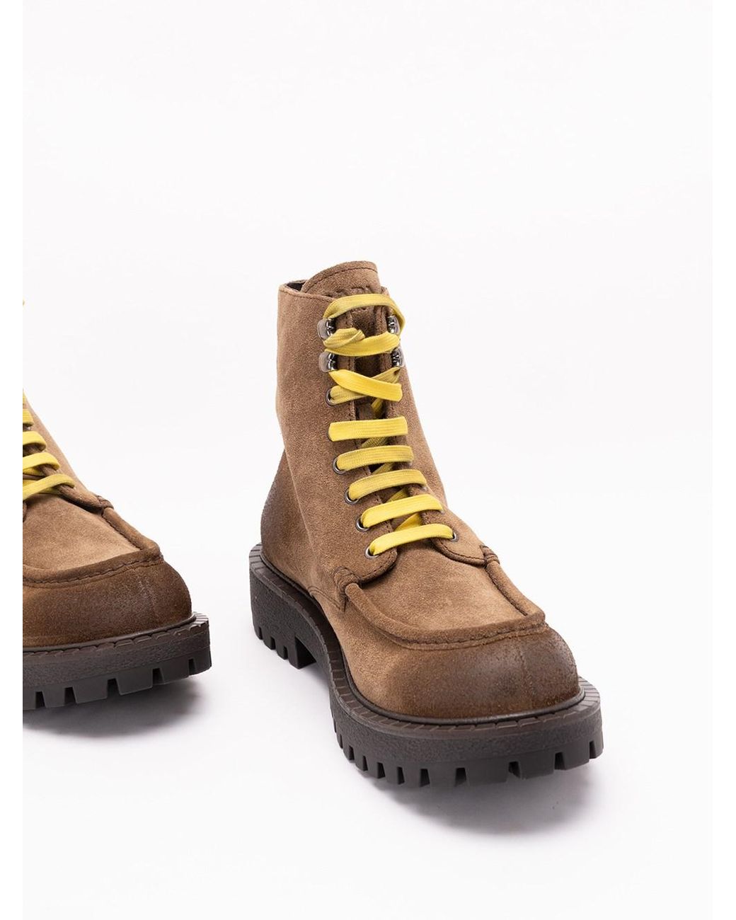 Prada Brown Aged Suede Lace-Up Ankle Boots for men
