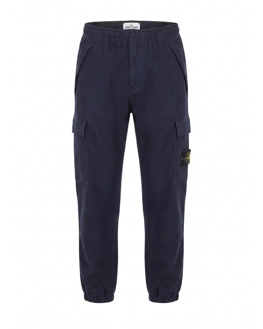 Stone Island Blue Wool Nylon Flannel-Tc Pants for men