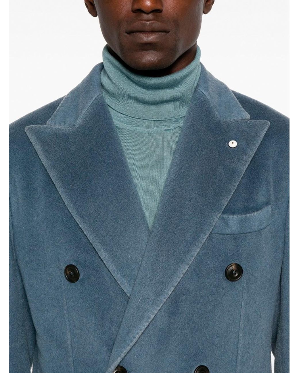 L.b.m. 1911 Blue Wool&Cashmere Coat for men