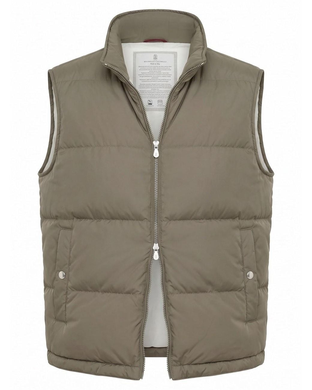 Brunello Cucinelli Green Lightweight Techno Down Vest With Packable Hood for men