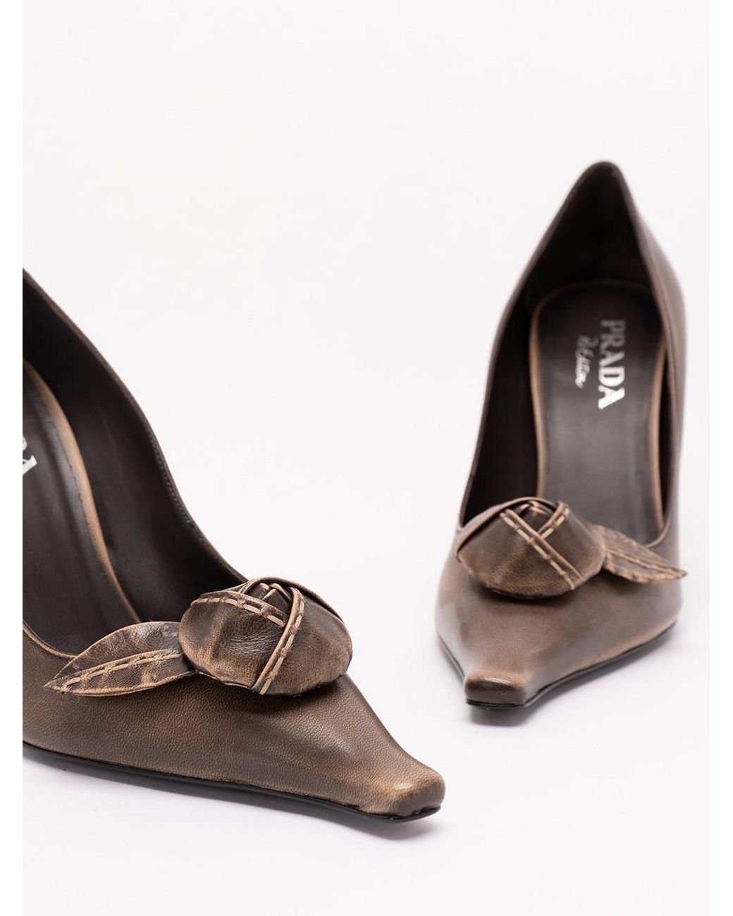Prada White Leather Slingback Pumps