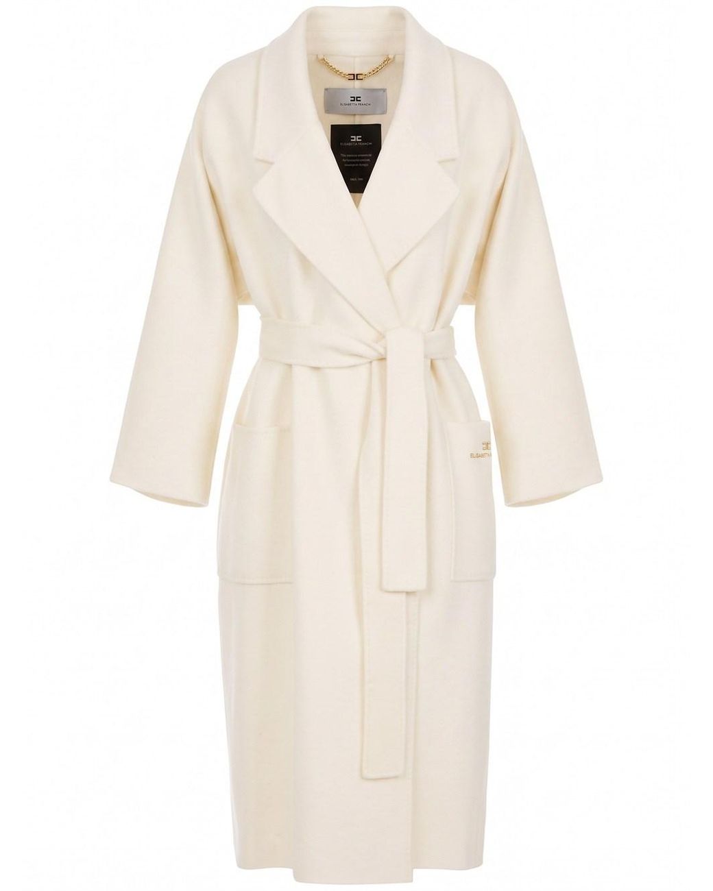 Elisabetta Franchi White Double Breasted Coat