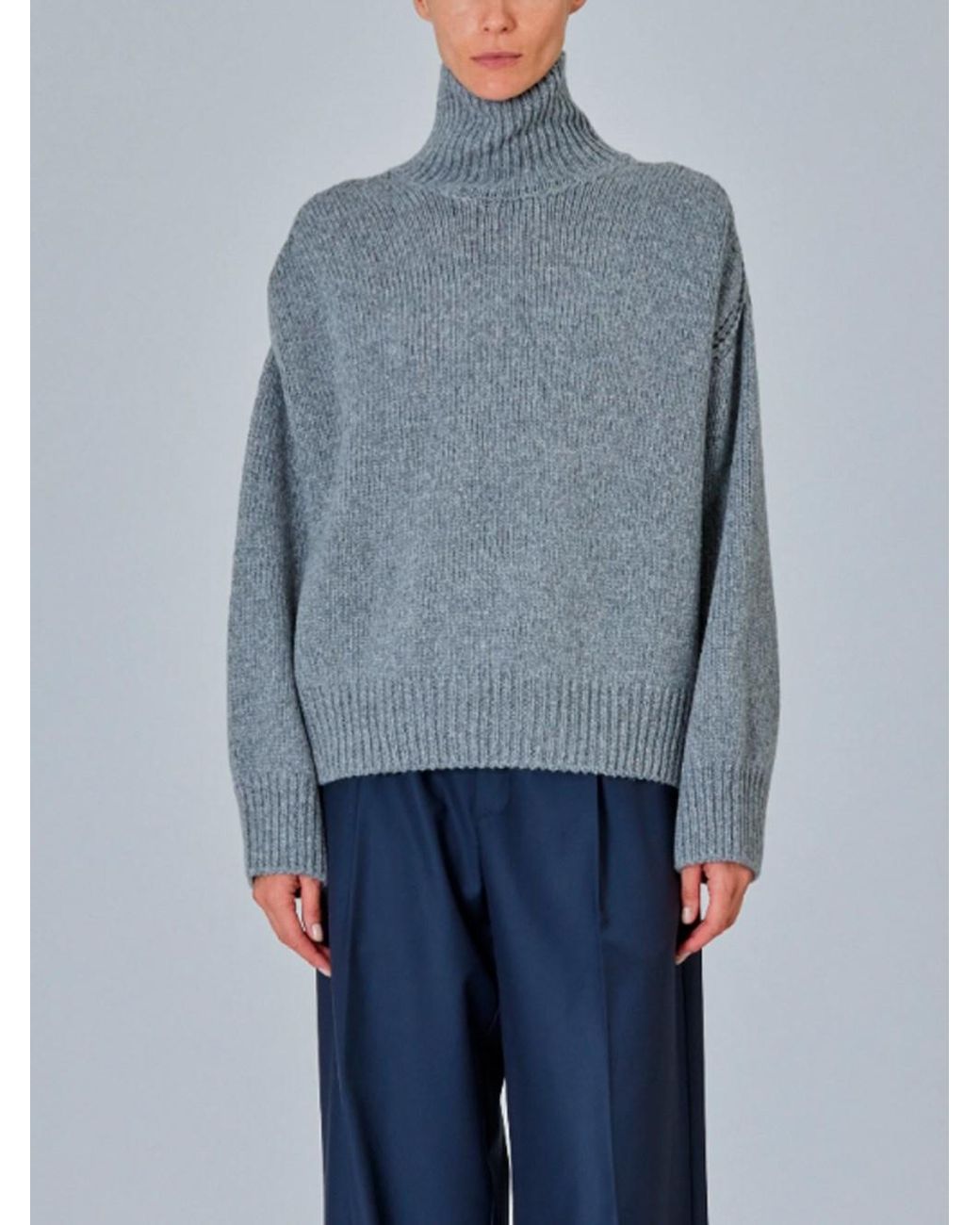 Sa Su Phi Gray Raglan High Neck Sweater With Back Slit