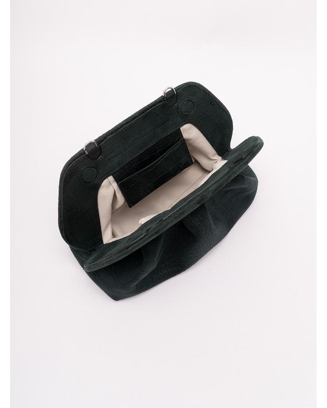 THEMOIRÈ Black Bios Medium Suede Croco Effect Clutch