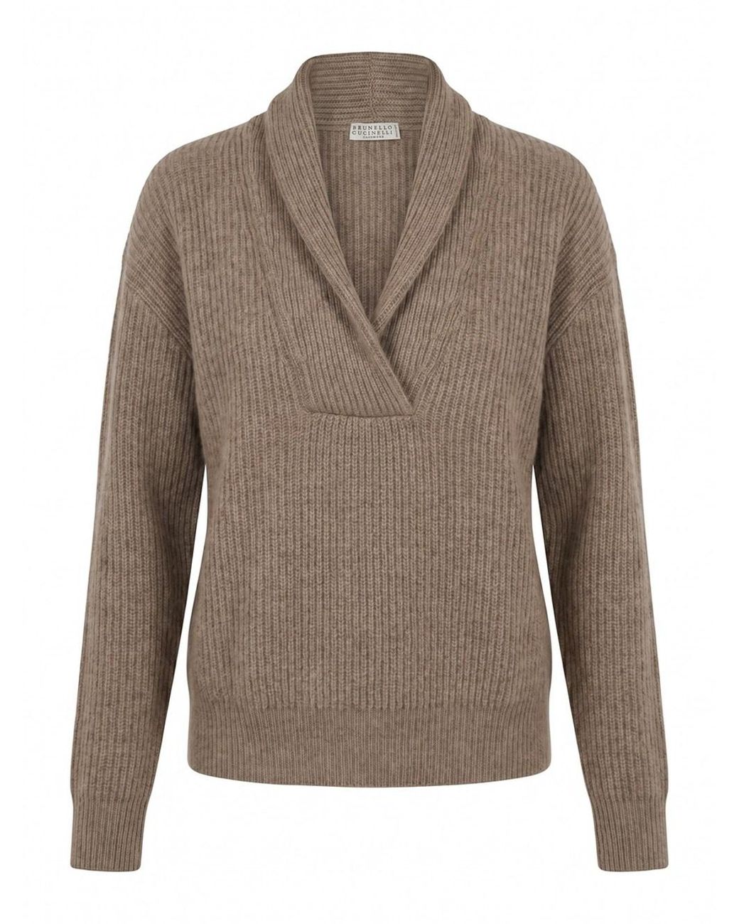 Brunello Cucinelli Brown Cashmere English Rib Sweater