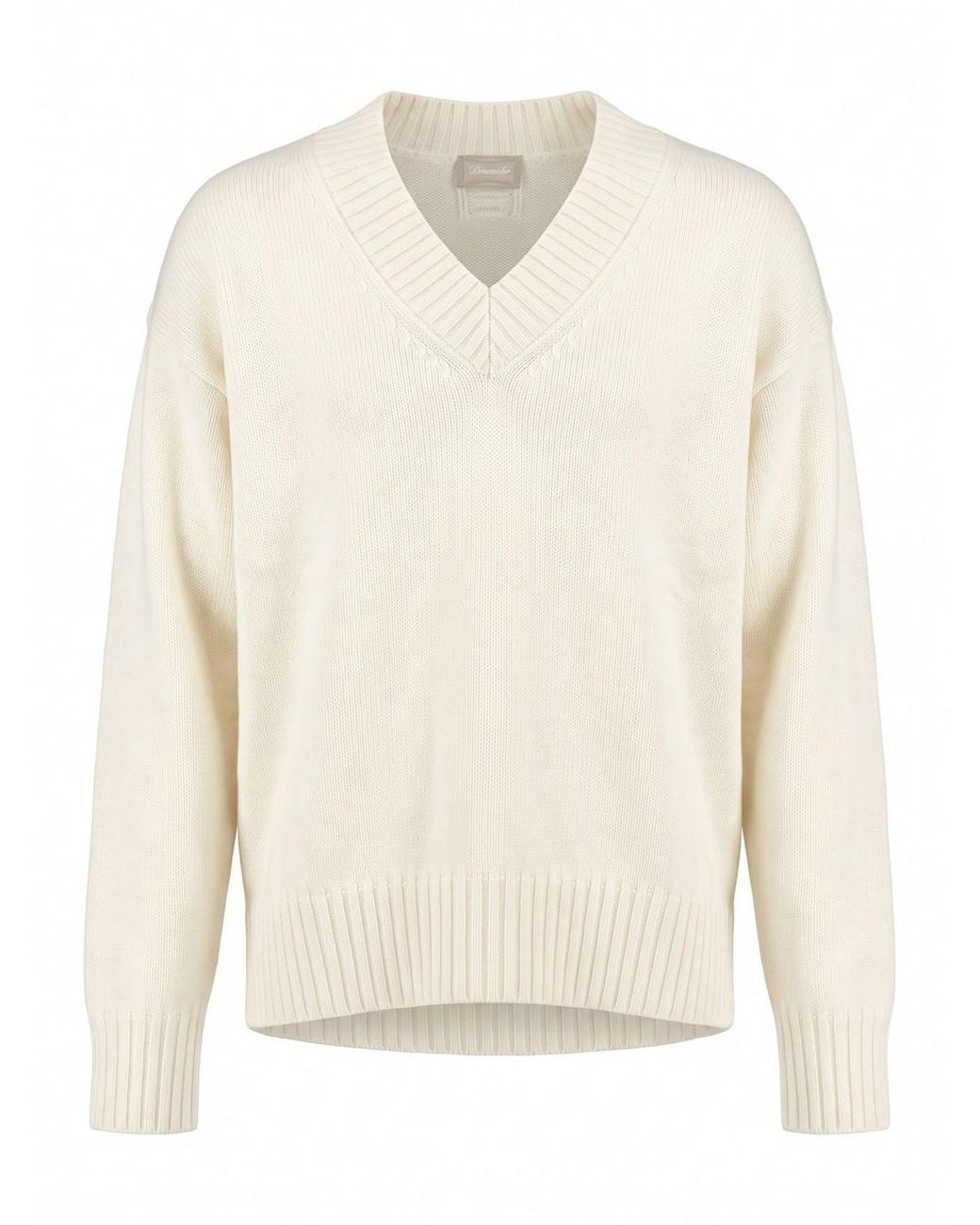 Drumohr White Long Sleeve V-Neck Sweater