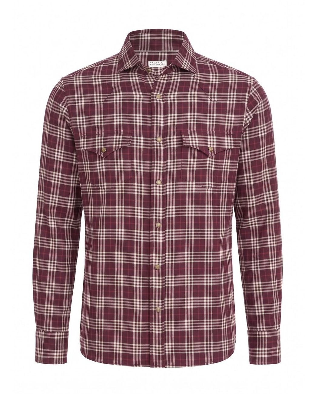 Brunello Cucinelli Red Cotton And Lyocell Tartan Flannel Shirt for men