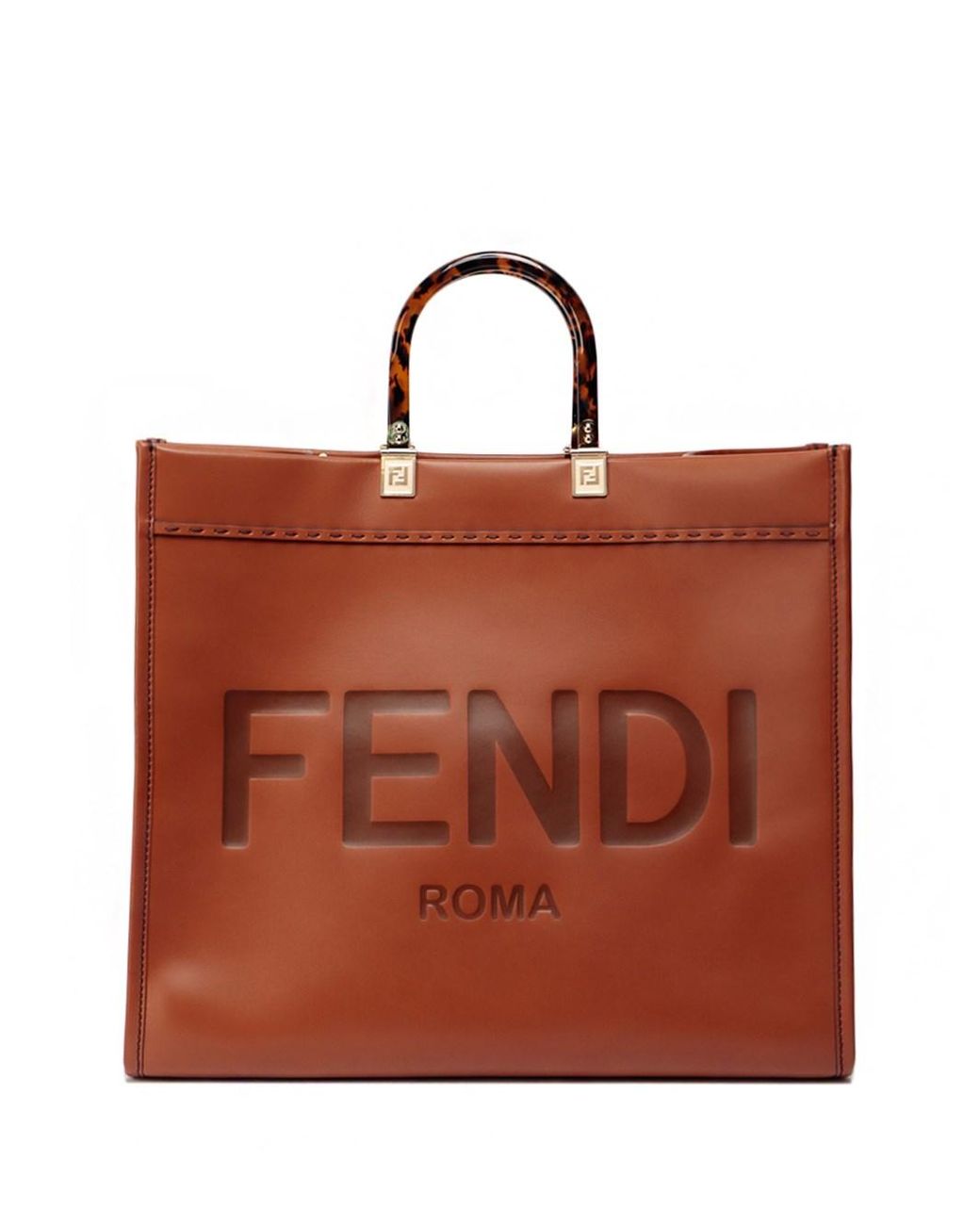 Fendi ` Sunshine Large` Leather Shopper Bag in Brown | Lyst