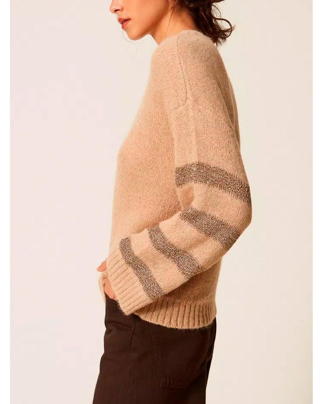 Twinset Natural Striped Alpaca Sweater