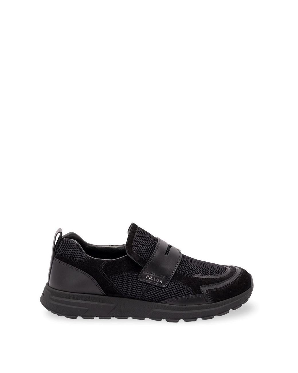 Prada Black Mesh And Leather Sneakers for men